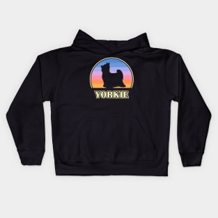 Yorkie Vintage Sunset Yorkshire Terrier Dog Kids Hoodie